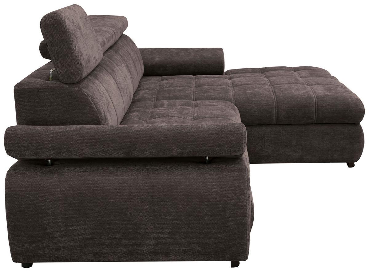 Rohová sedačka VEGAS, pravá, tmavě hnědá žinylka - tmavě hnědá/černá, Design, dřevo/textil (294/173cm)