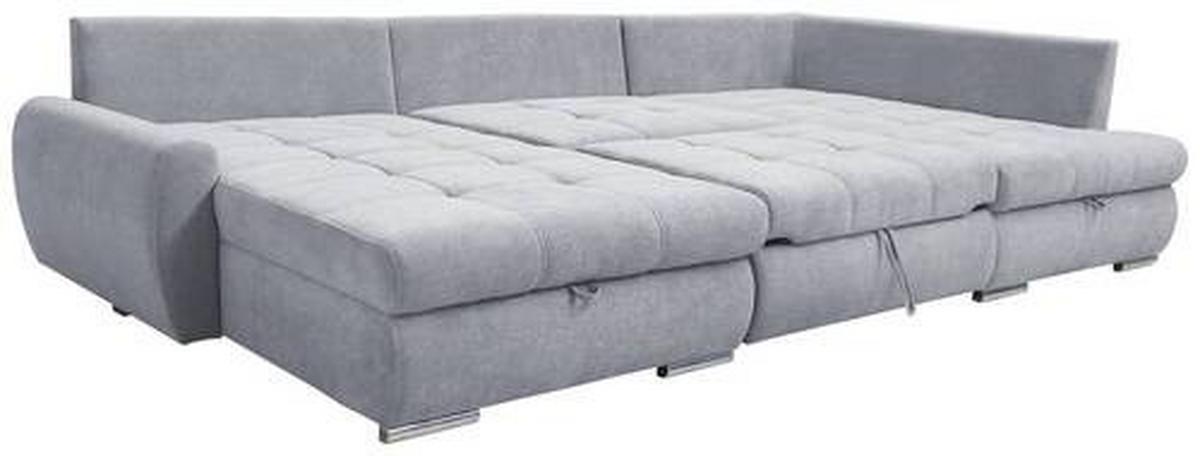 Ecksofa Canion - Chromfarben/Hellgrau, Design, Textil (174cm) - Livetastic