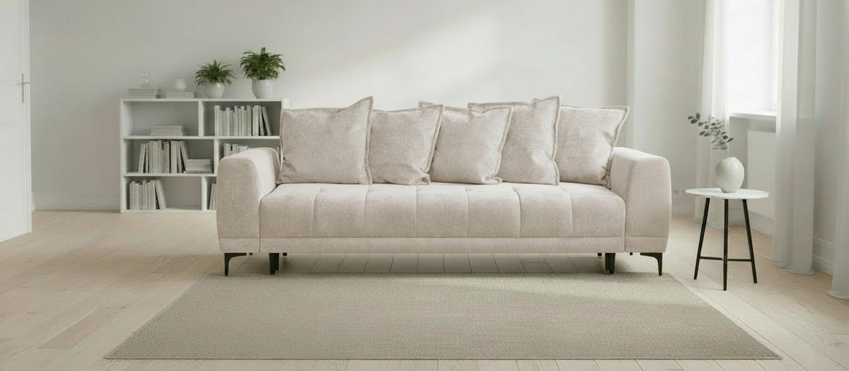 Schlafsofa Weronika, Beige B: 247 Cm - Beige/Schwarz, Design, Holz/Holzwerkstoff (247/94/90cm) - MID.YOU