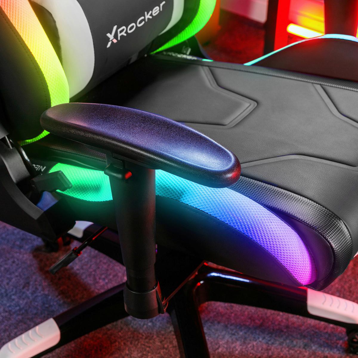 Gaming Stuhl Agility Esports mit Led Lederlook Schwarz - Schwarz/Grau, MODERN, Kunststoff/Textil (66/128/59,9cm) - X Rocker