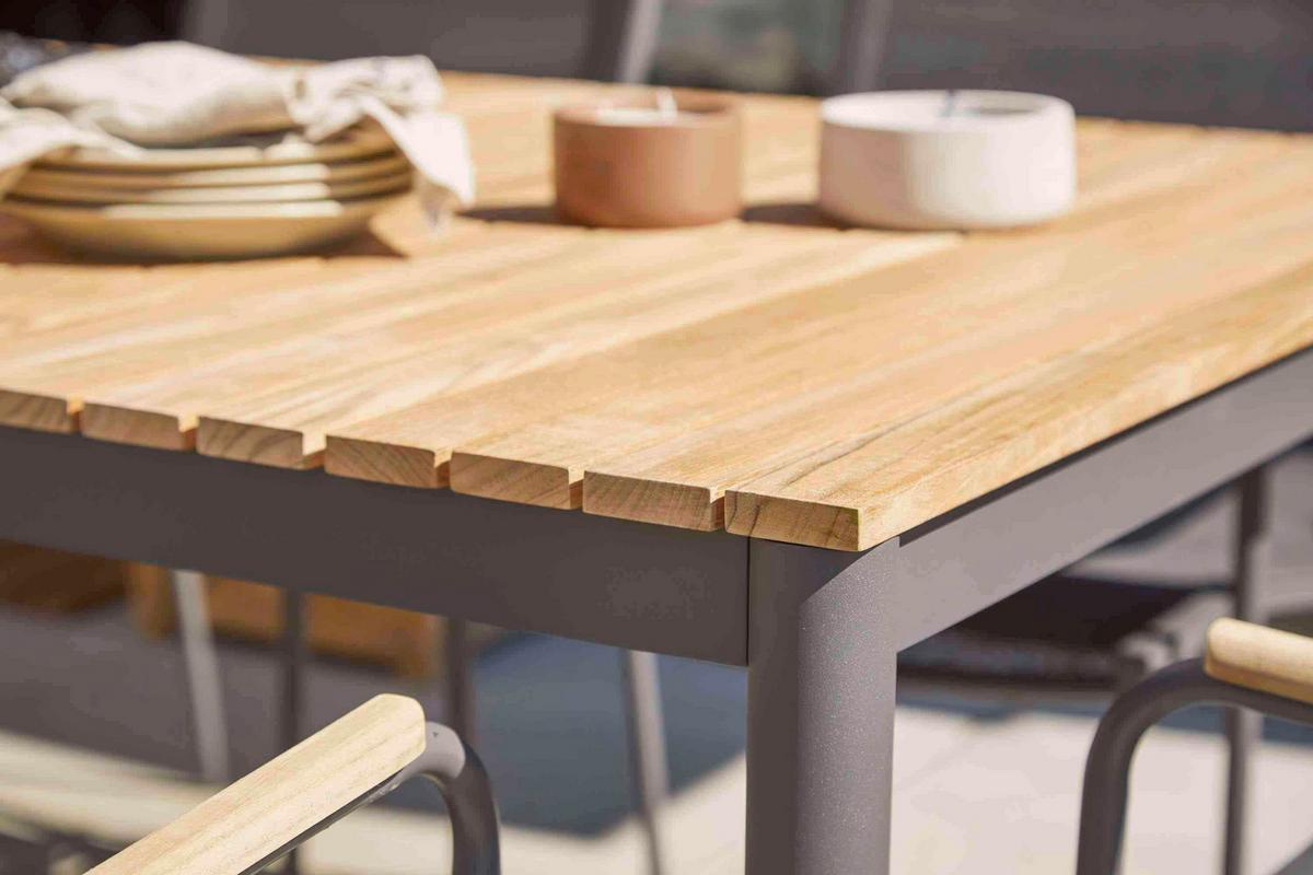 Gartentisch Mood Teakholz/Metall L 167,5 cm - Anthrazit/Teakfarben, KONVENTIONELL, Holz/Metall (167,5/100/74cm) - Gardenson