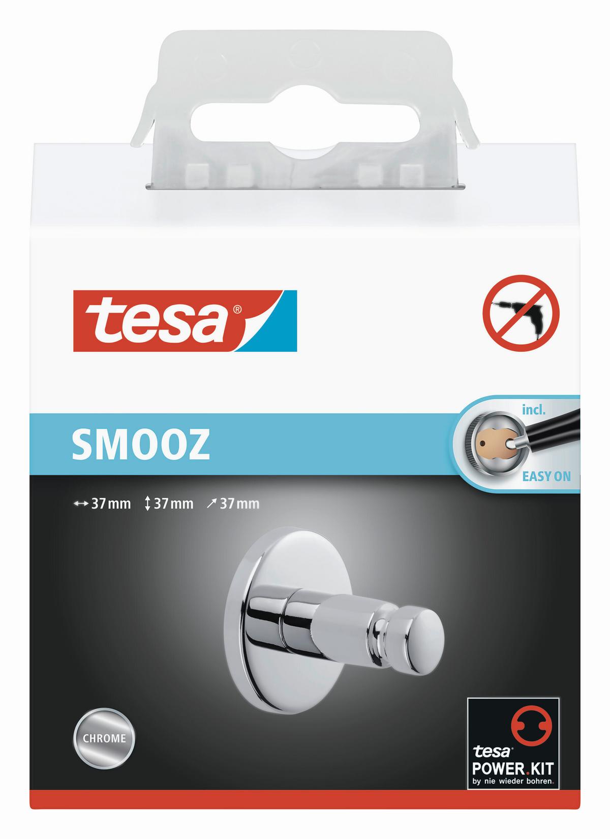 Handtuchhaken Smooz Chromfarben B: 1 cm - Chromfarben, Trend, Metall (3,7/3,7/3,7cm) - Tesa