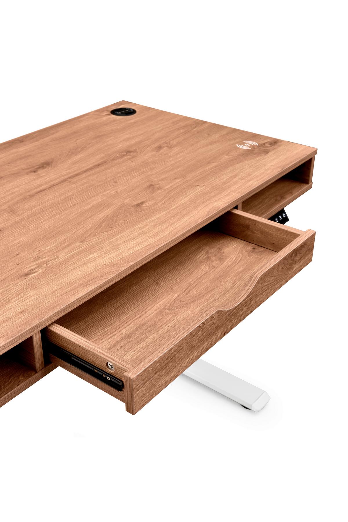 Schreibtisch Worktime Style Weiß/Eichefarben L: 120cm - Eichefarben/Weiß, MODERN, Holz/Metall (120/60/72-110cm) - MID.YOU