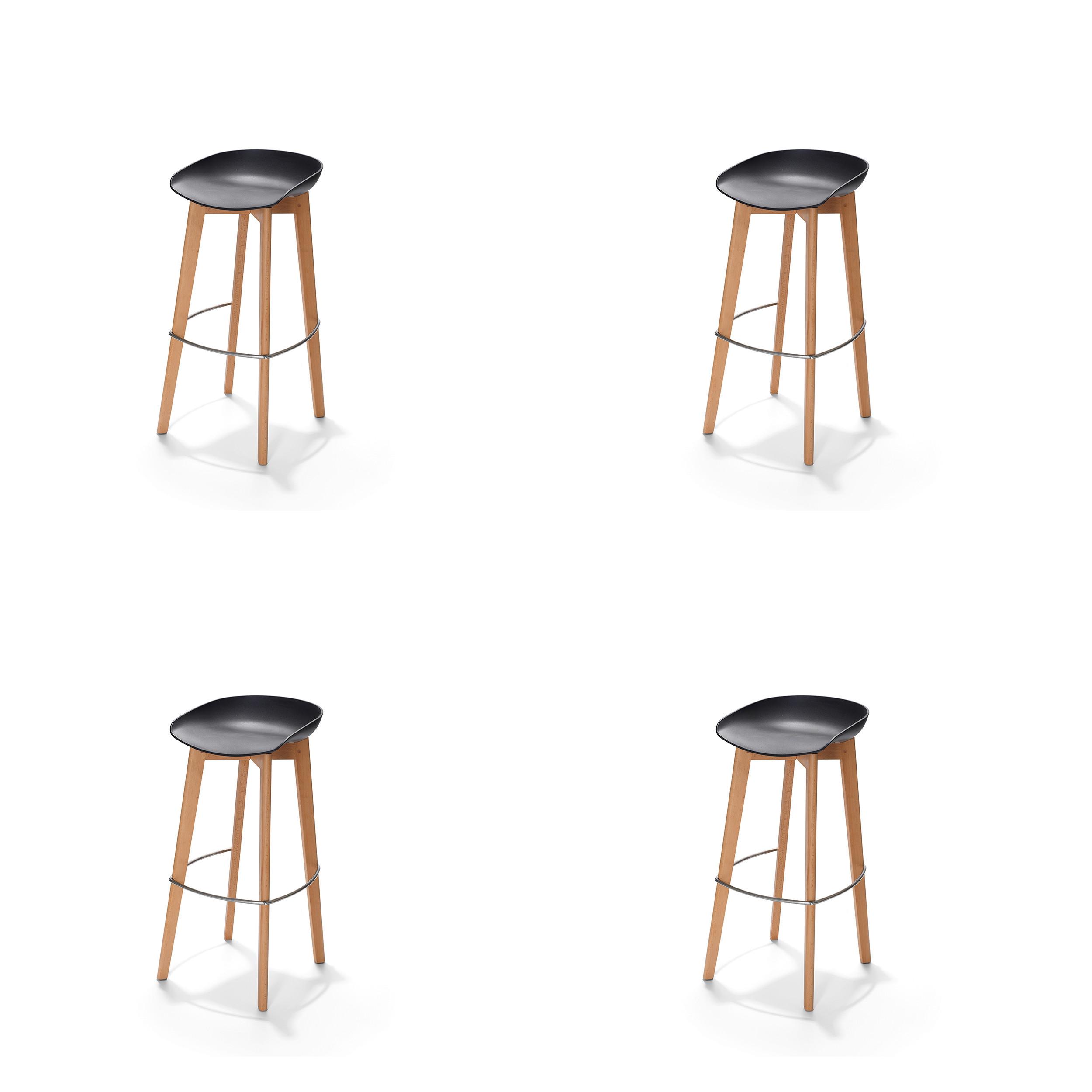 Barhocker-Set Keeve - Schwarz, MODERN, Holz/Metall (47/119/53cm) - MID.YOU