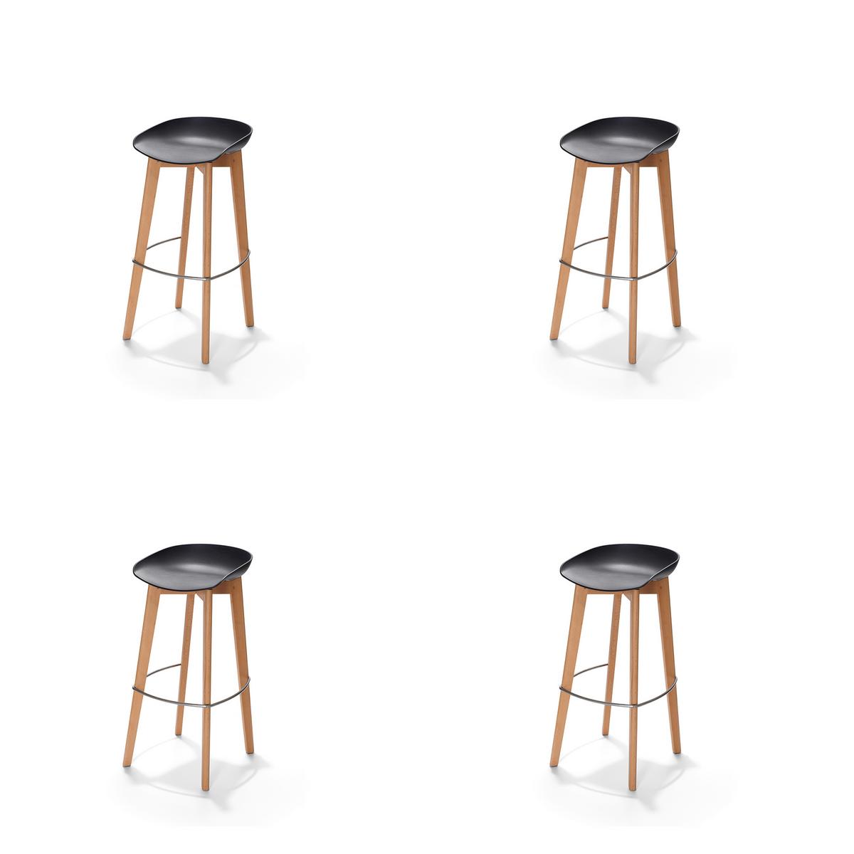 Barhocker-Set Keeve - Schwarz, MODERN, Holz/Metall (47/119/53cm) - MID.YOU