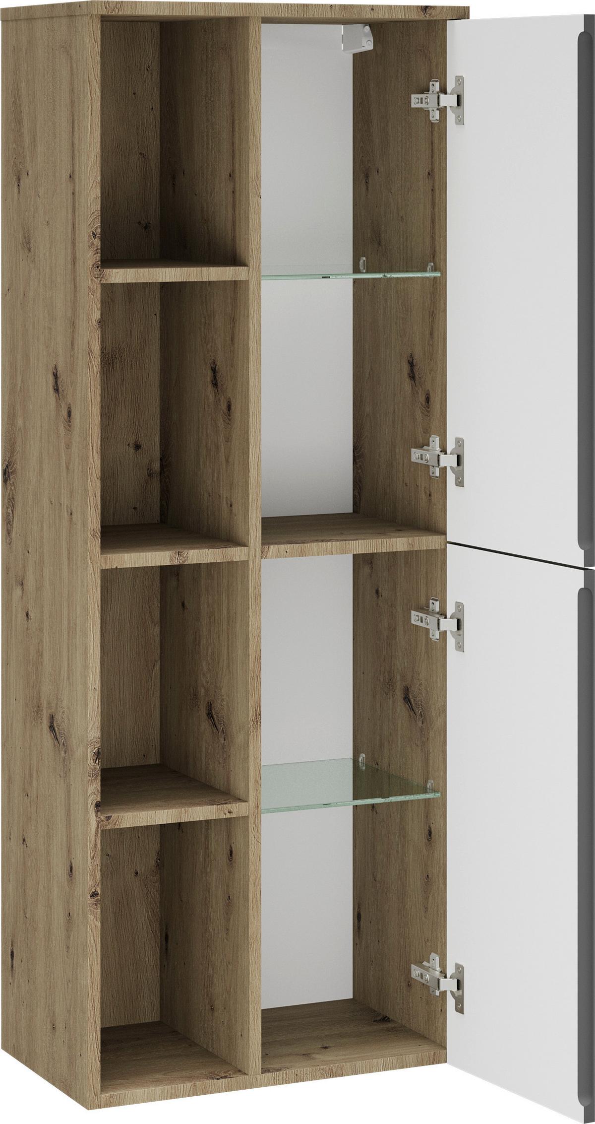 Midischrank C-Line Eichefarben/Anthrazit B: 50 cm - Eichefarben/Anthrazit, MODERN, Glas/Holzwerkstoff (50/132/32cm) - Stylife