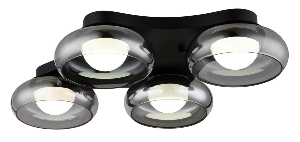 LED-Deckenleuchte Memory-Funktion - Schwarz/Weiß, Design, Glas/Kunststoff (65/46/10cm) - Globo