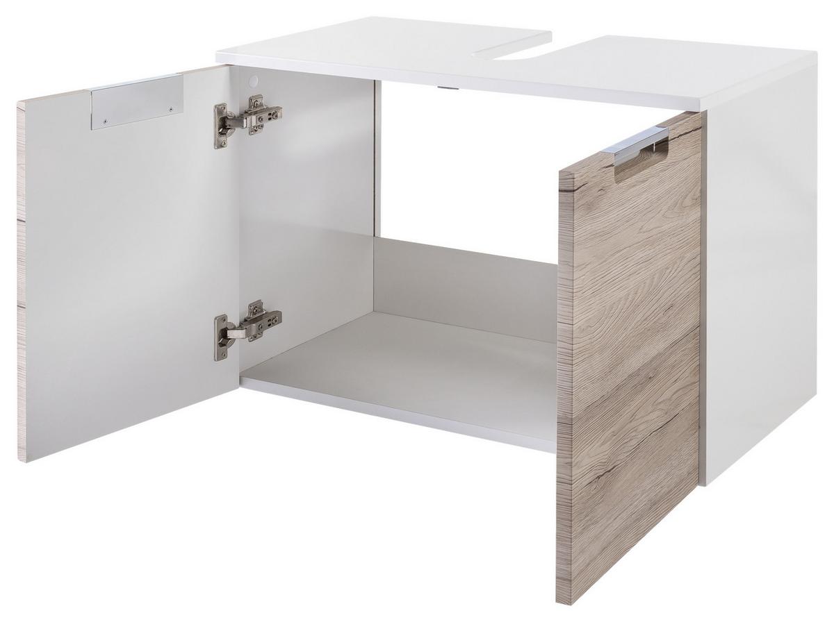 Waschbeckenunterschrank Mars B: 65 Cm Eichefarben - Eichefarben/Weiß, MODERN, Holzwerkstoff (65,0/46,5/35,0cm) - MID.YOU