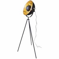 Stehlampe Captain Mini Schwarz/Goldfarben Dreibeinig - Goldfarben/Schwarz, LIFESTYLE, Metall (38,5/145cm) - By Rydéns