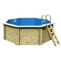 Schwimmbecken Achteckig Pool Ibiza 1 Ohne Zubehör - Blau/Naturfarben, Basics, Holz (400/124cm) - Karibu