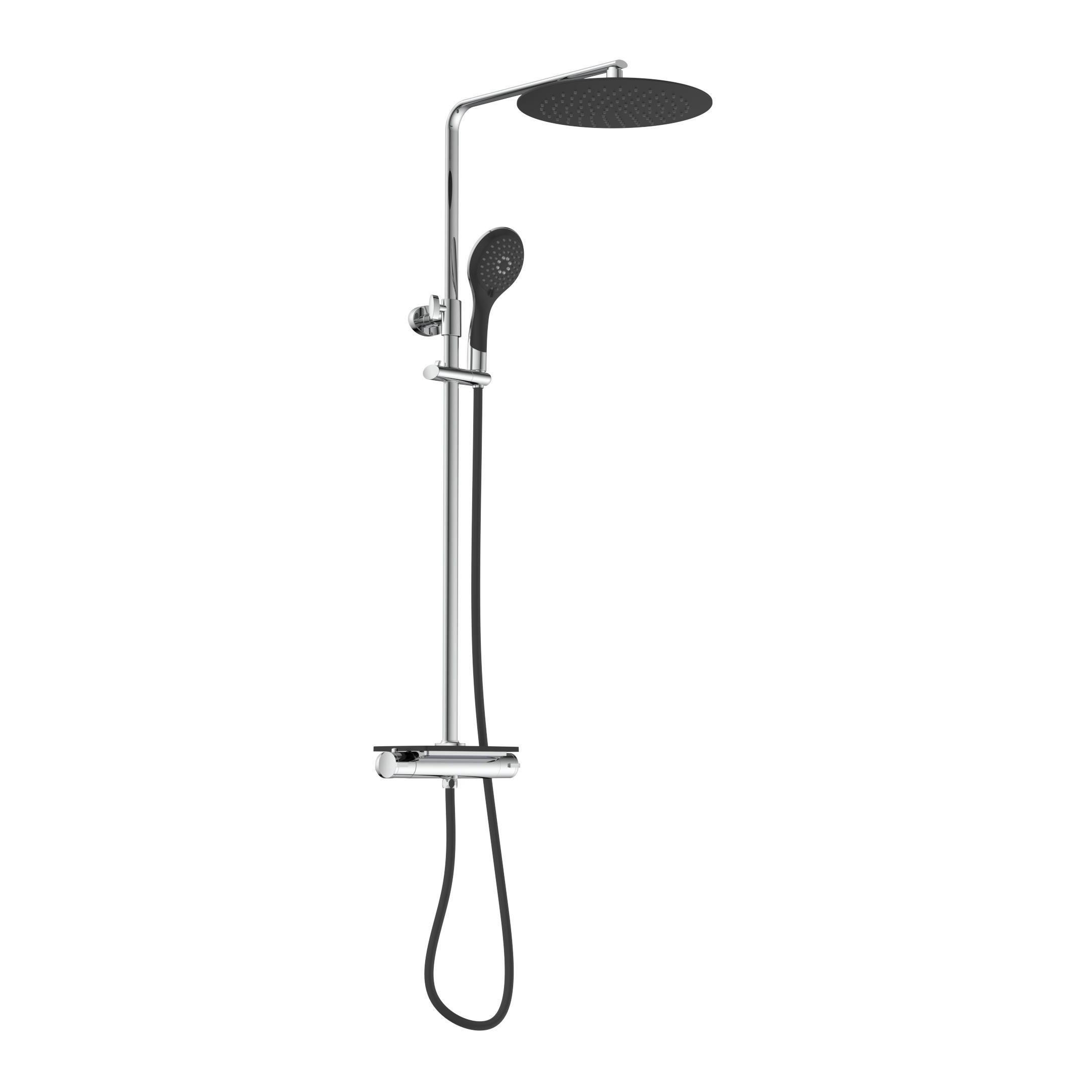 Brausegarnitur Grande Vita Schwarz verstellbar Anti-Kalk - Schwarz, Design, Kunststoff/Metall (26,8/75-118/38,6cm) - Schütte