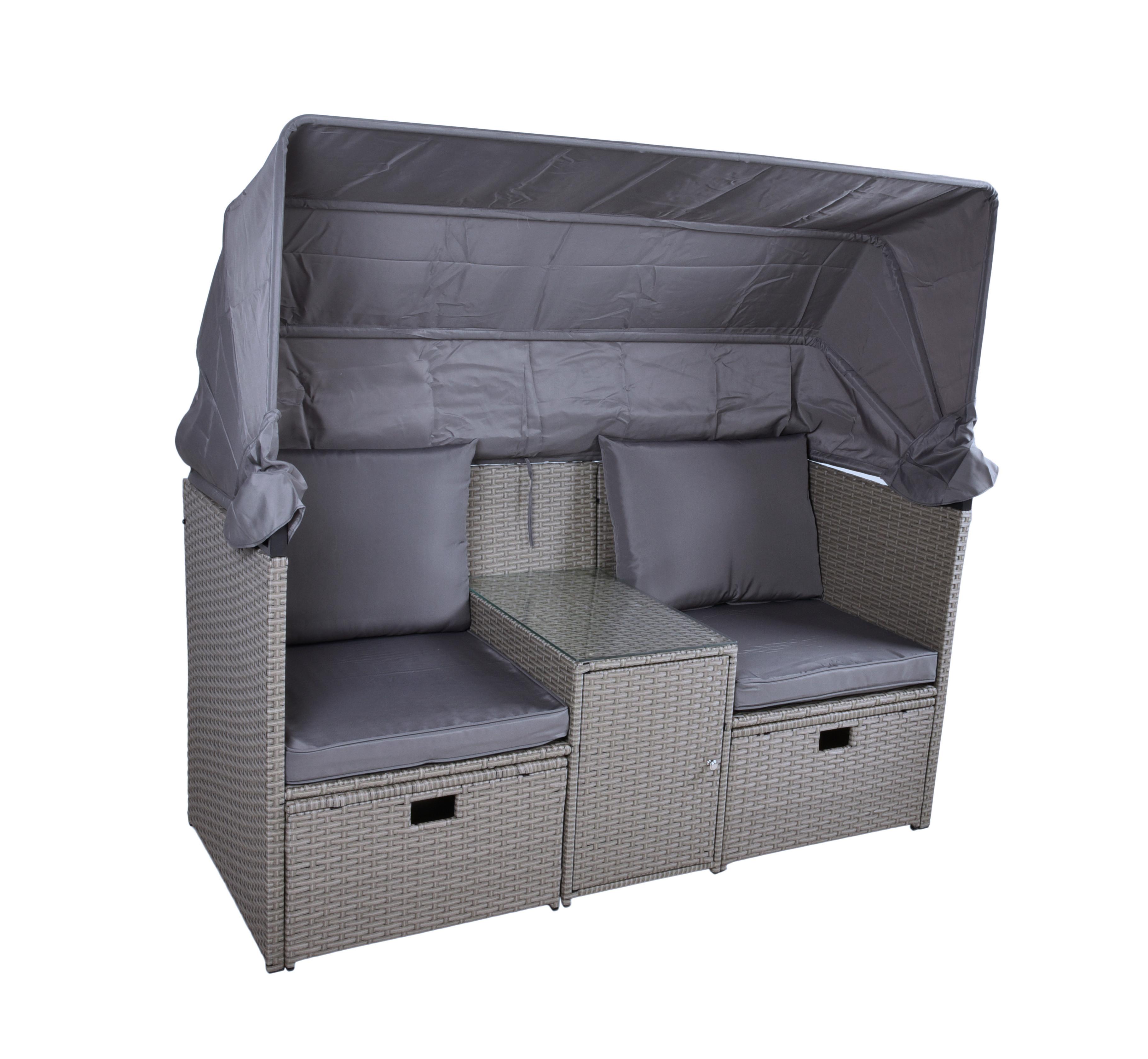 Loungegarnitur Saint-Tropez - Grau/Grün, Basics, Kunststoff/Textil - Gardenson