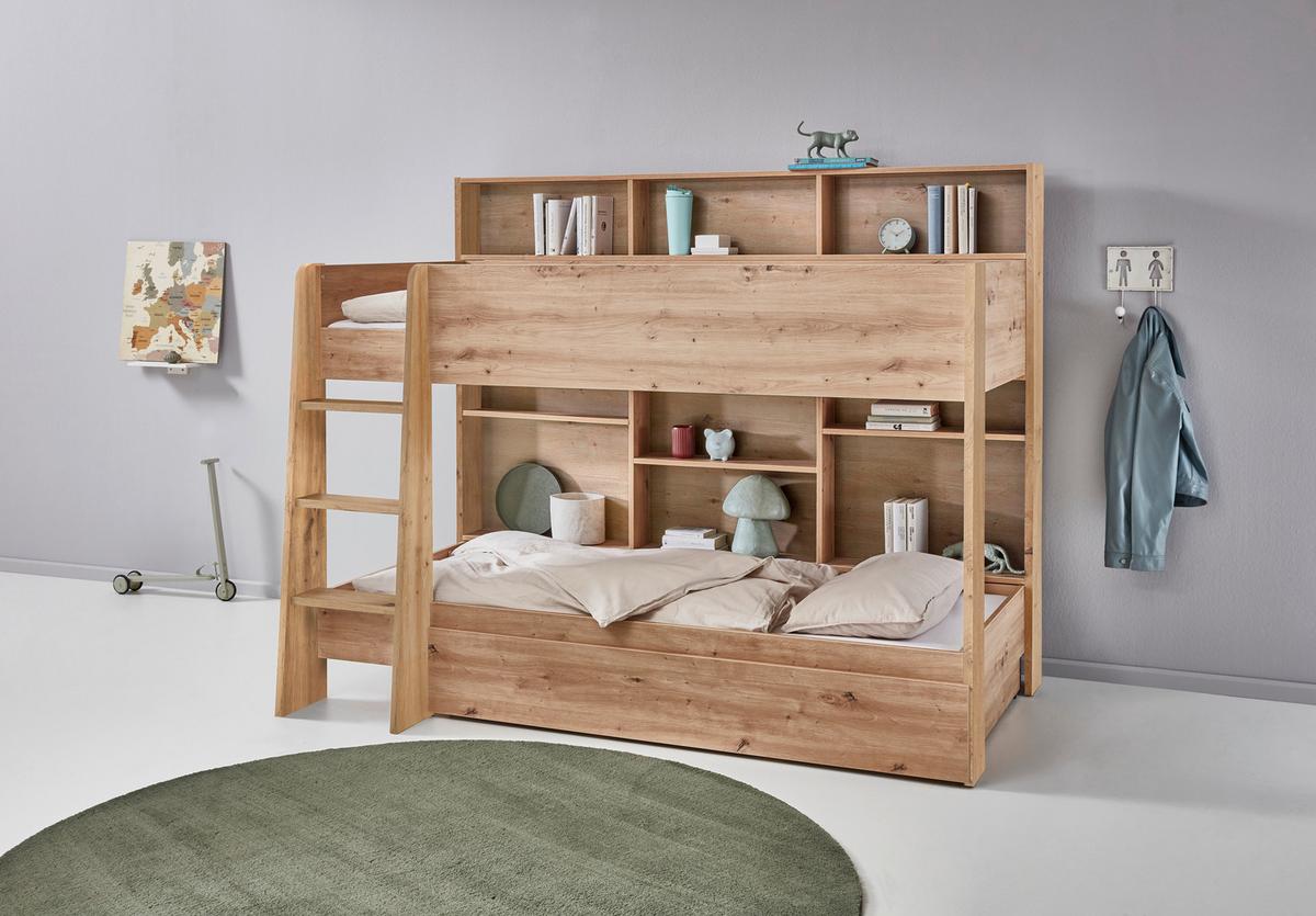 Etagenbett Sely, Eiche Artisan Dekor, Lf: 90x200 cm - Eiche Artisan, KONVENTIONELL, Holzwerkstoff (90/200cm)