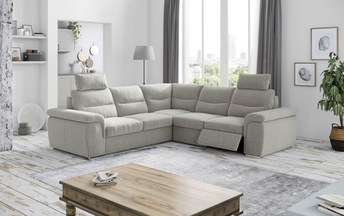 Sarokgarnitúra Hella - világosszürke, Konventionell, textil (260/88-112/262cm)