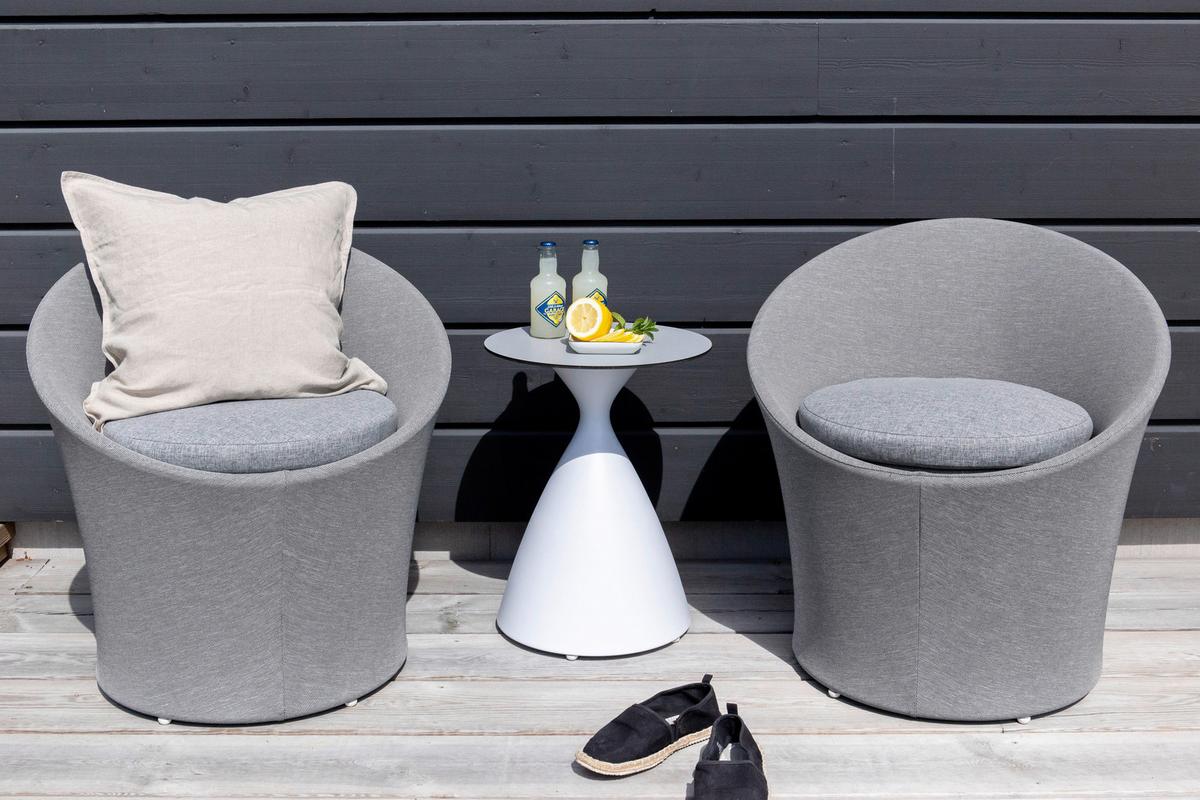 Gartenset Spoga - Weiß/Grau, KONVENTIONELL, Textil/Metall - Gardenson