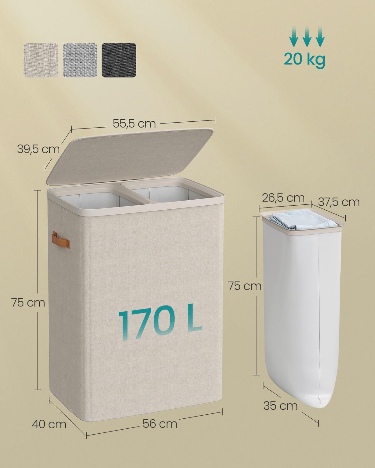 Wäschekorb Cappuccino B: 56 cm - Cappuccino, Basics, Papier/Holzwerkstoff (56/75/40cm)