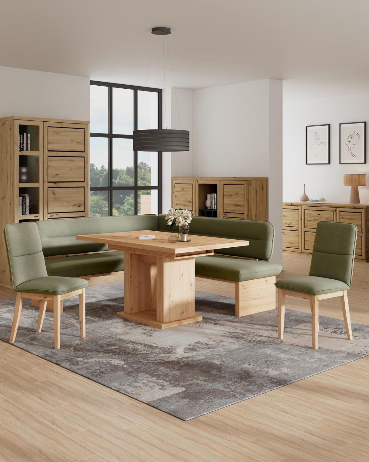 Eckbank Beluna Ii Webstoff Schwarz, B: 170cm - Eichefarben/Schwarz, KONVENTIONELL, Holz/Textil (170/192cm) - James Wood