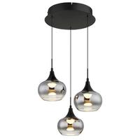 Hängeleuchte Lui Rauchglas, DxH: ca. 37x150 cm - Klar/Schwarz, Design, Glas/Kunststoff (37/150cm) - Globo