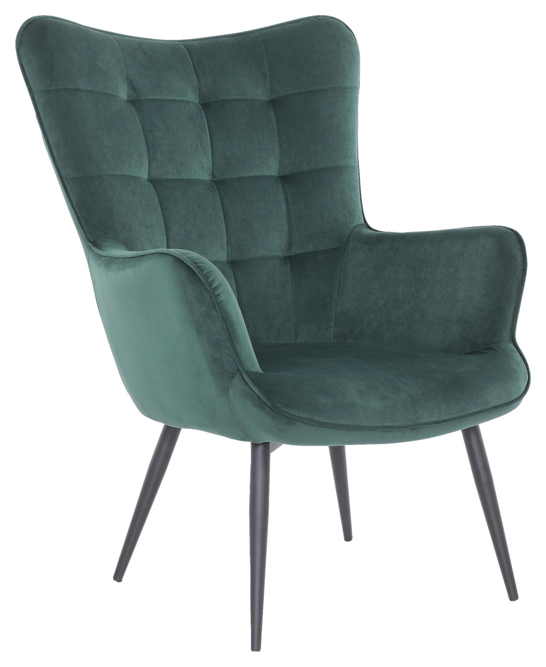 Polstersessel mit Armlehnen Uta Samt/Metall Grün/Schwarz - Schwarz/Grün, MODERN, Holzwerkstoff/Textil (72/97/80cm) - MID.YOU