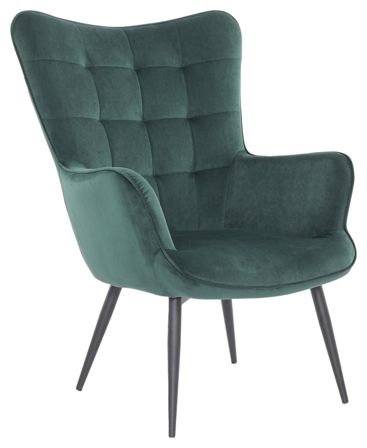 Polstersessel mit Armlehnen Uta Samt/Metall Grün/Schwarz - Schwarz/Grün, MODERN, Holzwerkstoff/Textil (72/97/80cm) - MID.YOU