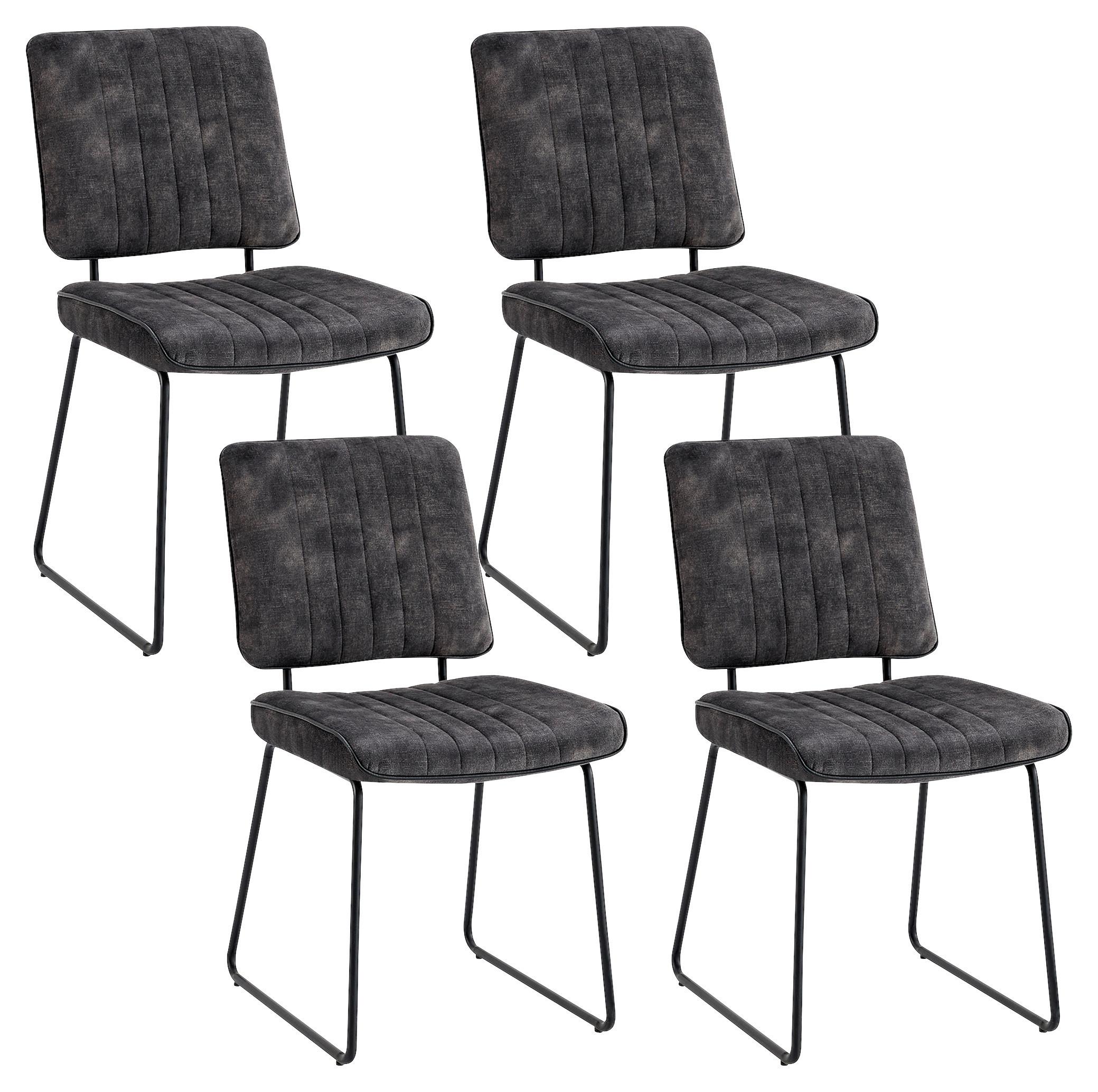 Stuhl-Set Liam - Anthrazit/Schwarz, MODERN, Textil/Metall (45/83/61cm) - MID.YOU
