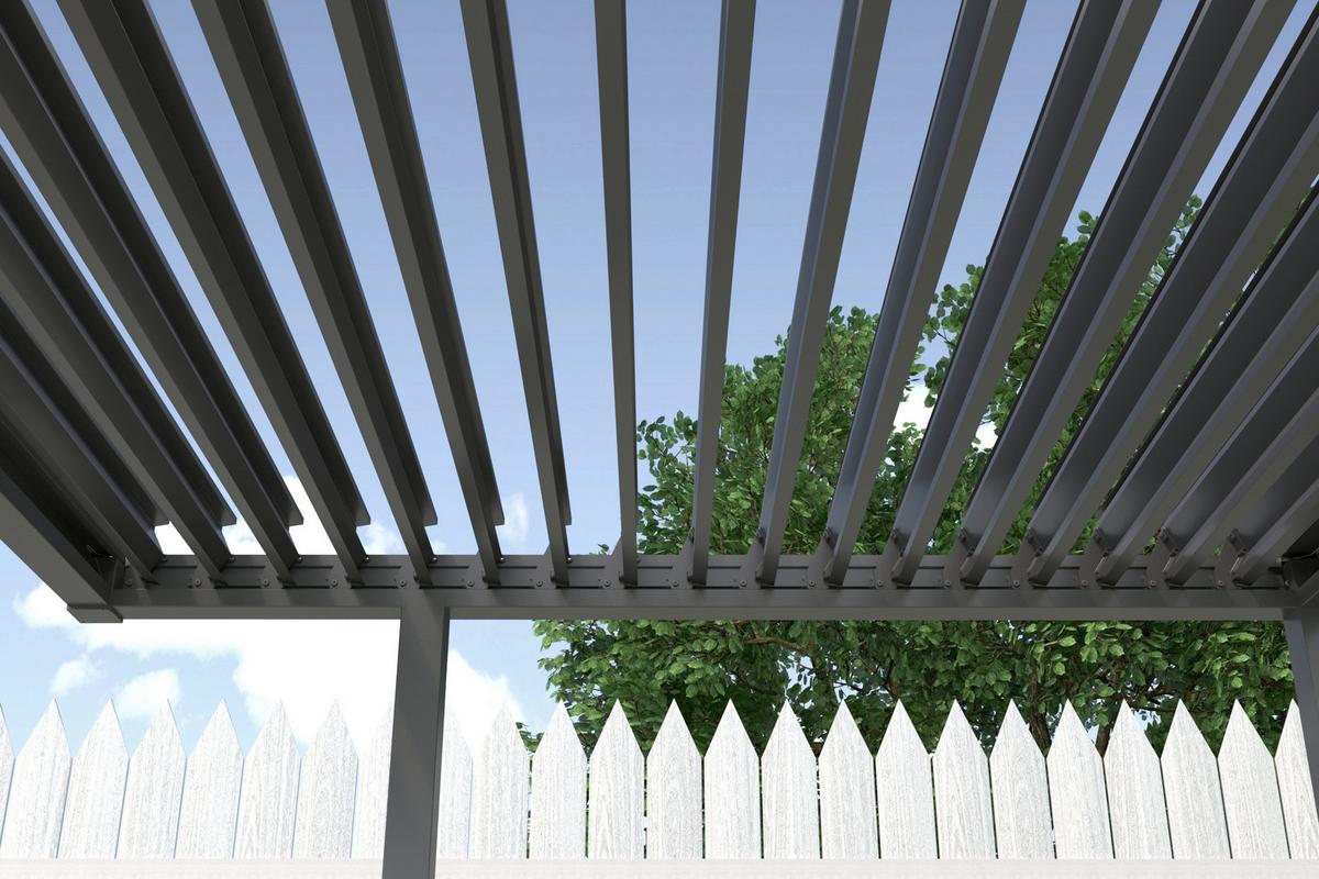Pergola Origin BBQ 258x258 cm Stahl, Lamellen verstellbar - Anthrazit, Basics, Metall (258/235/258cm) - Gardenson