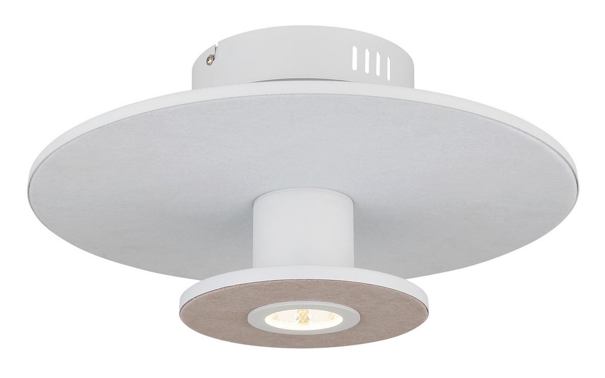 LED-Deckenleuchte 15647wd - Beige/Hellgrau, Basics, Kunststoff/Textil (38/18cm) - Globo