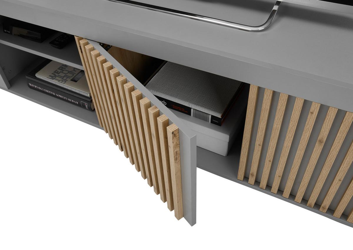 Lowboard Jasper - Eiche Artisan/Grau, Design, Holzwerkstoff (150/43/40cm) - Livetastic