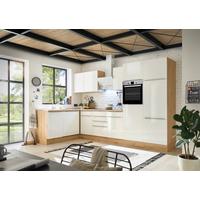 Eckküche Mit Geräten 340x170 Cm Weiß/eiche Dekor, Modern - Weiß Hochglanz/Eiche Artisan, LIFESTYLE, Holzwerkstoff (170/340cm) - Respekta