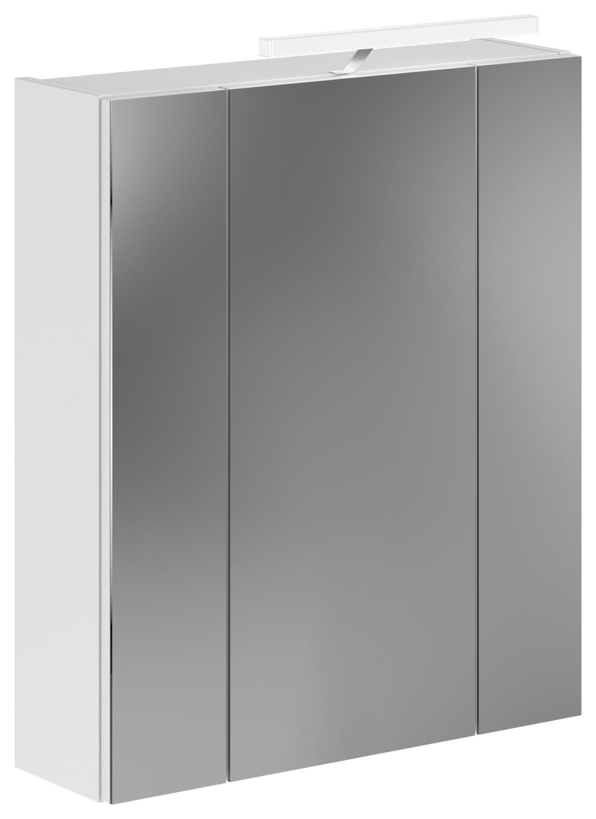 Badezimmer Linus Weiß Hochglanz B: 60cm - Weiß Hochglanz/Silberfarben, MODERN, Glas/Holzwerkstoff (60/182/34cm) - MID.YOU