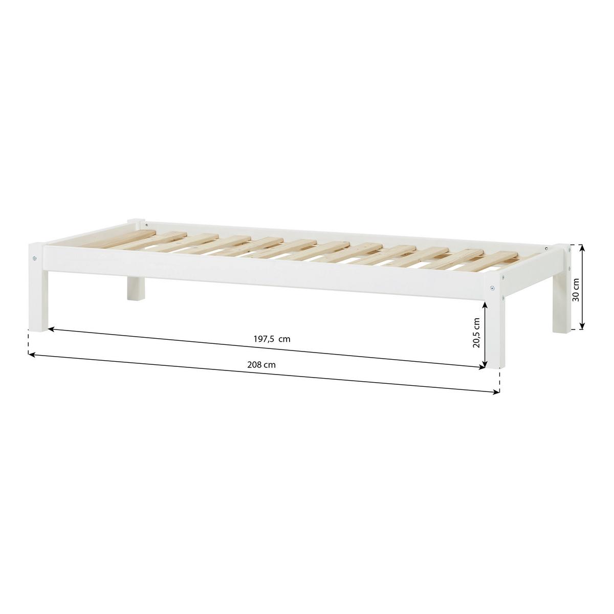 Bett Eco Dream Kiefer Massiv Weiß, Lf: 70x160 Cm - Weiß, MODERN, Holz (70/160cm) - MID.YOU