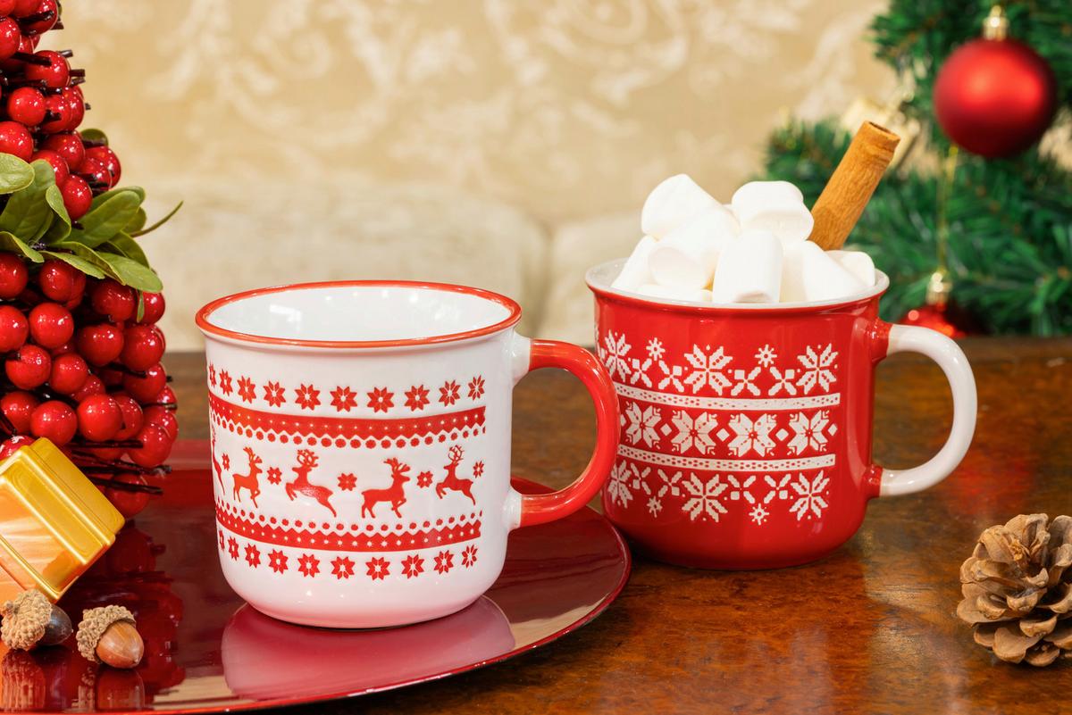 Tassenset Tabea - Rot/Weiß, Basics, Keramik (9.5/9cm) - Luca Bessoni