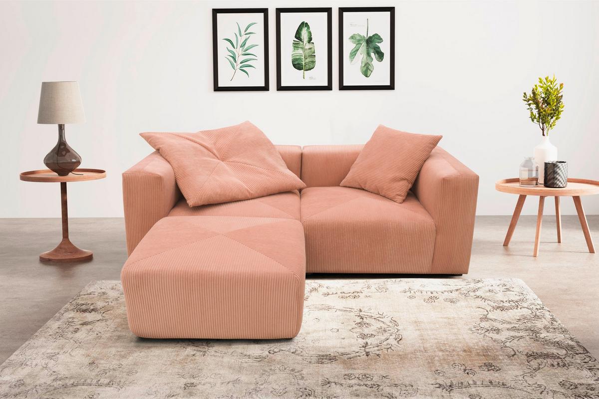 Ecksofa Rosa, Roségold B: 216 Cm - Roségold/Schwarz, Design, Textil (216/69/193cm) - MID.YOU