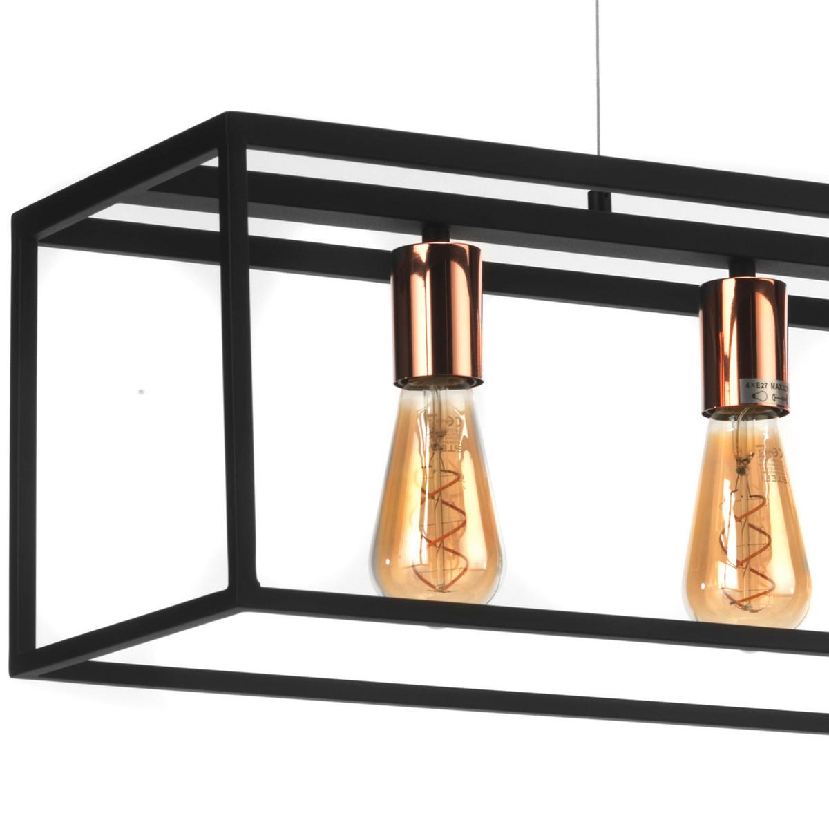 Hängeleuchte 4931/S - Schwarz/Kupferfarben, Design, Metall (85/22/110cm)