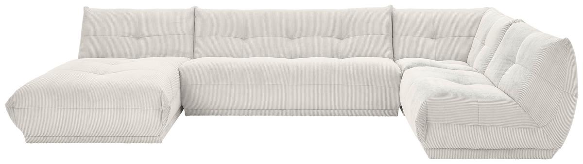 Wohnlandschaft Giselle Weiß Cord - Weiß, Trend, Textil (185/390/210cm) - Livetastic