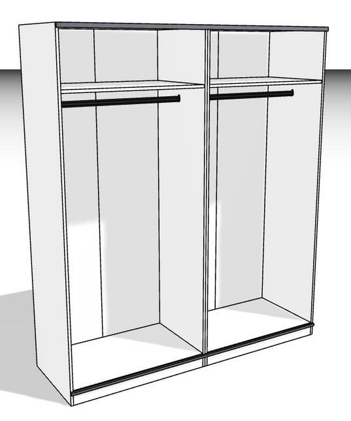 Schwebetürenschrank B: 182cm Ondega Weiß - Weiß, KONVENTIONELL, Holzwerkstoff (182/210/61cm) - Ondega