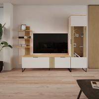 Stapelprogramm King Eichefarben/Kaschmir B:310,2cm - Kaschmir/Eichefarben, MODERN, Glas/Holzwerkstoff (310,2/200/40cm)