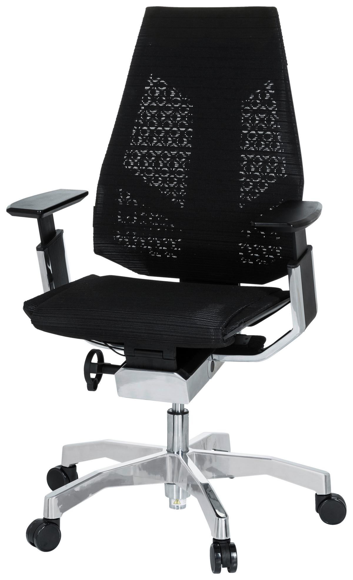 Drehstuhl Genidia Schwarz - Schwarz/Alufarben, MODERN, Kunststoff/Textil (57/107/46cm) - MID.YOU