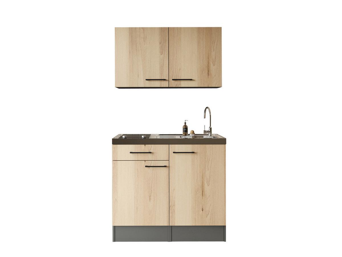 MINIKÜCHE Oliver, Grau Artisan B: 100 cm - Eiche Artisan/Grau, Trend, Holzwerkstoff (100cm) - Respekta