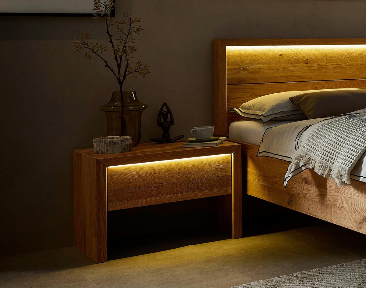 Nachtkästchen Emilia, Naturfarben B: 60 cm - Wildeiche/Naturfarben, MODERN, Holz (60/46/41cm) - MID.YOU