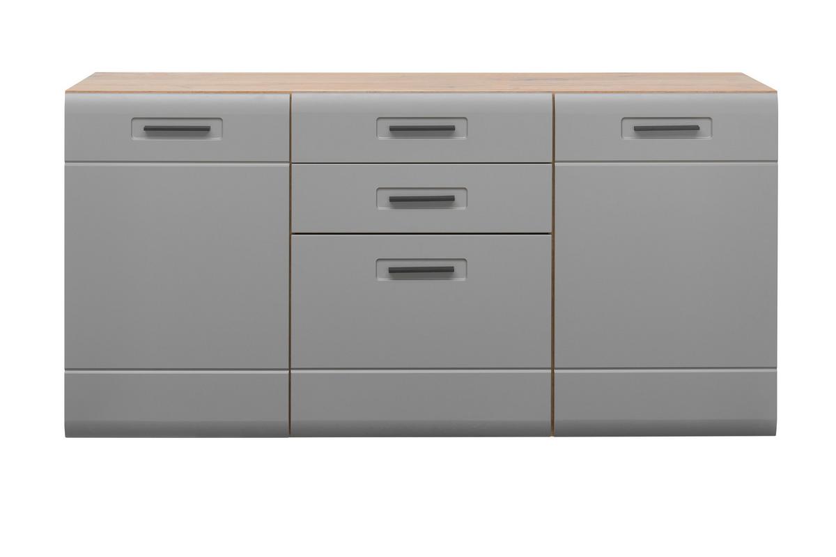 Sideboard Soft-Close B: 163,2 cm Auris, Basalt/Eiche Dekor - Grau, MODERN, Holzwerkstoff (163,2/81,3/43,1cm) - Luca Bessoni