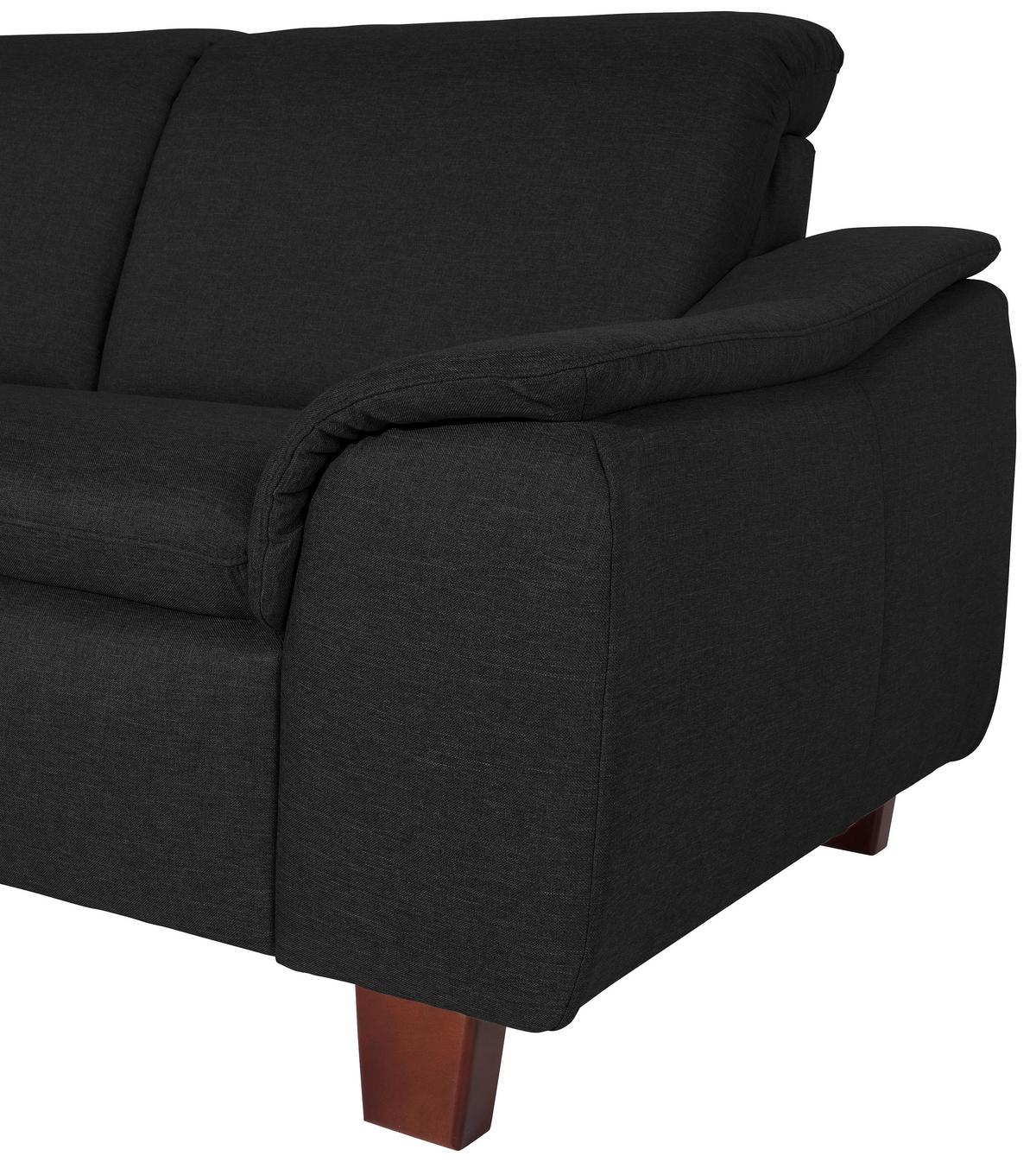 Ecksofa Aaron Schwarz Flachgewebe - Nussbaumfarben/Schwarz, Design, Textil (247/187cm) - Max Winzer