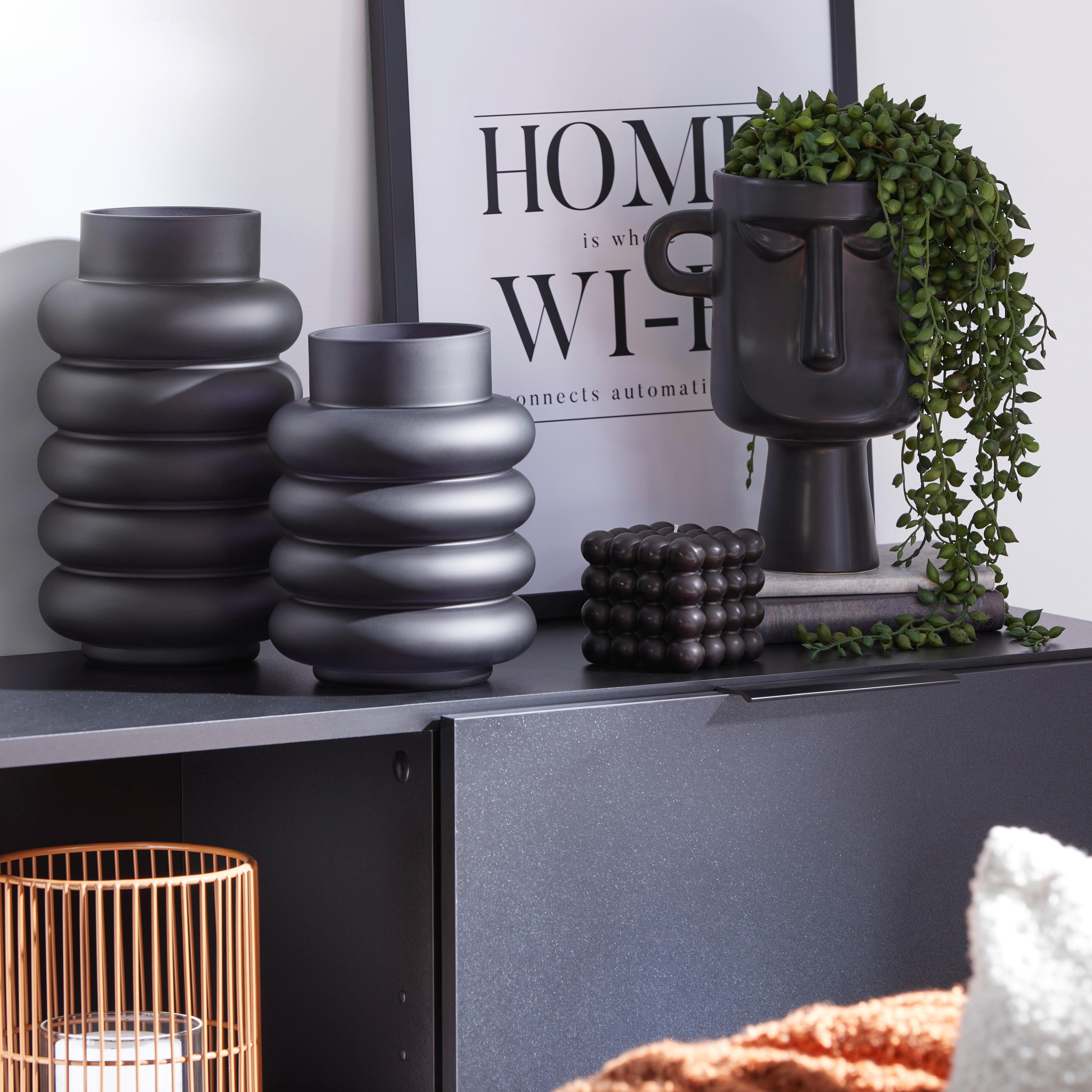 Váza Ribbo, V: ca. 20cm - černá, Moderní, sklo (15/25cm) - Premium Living