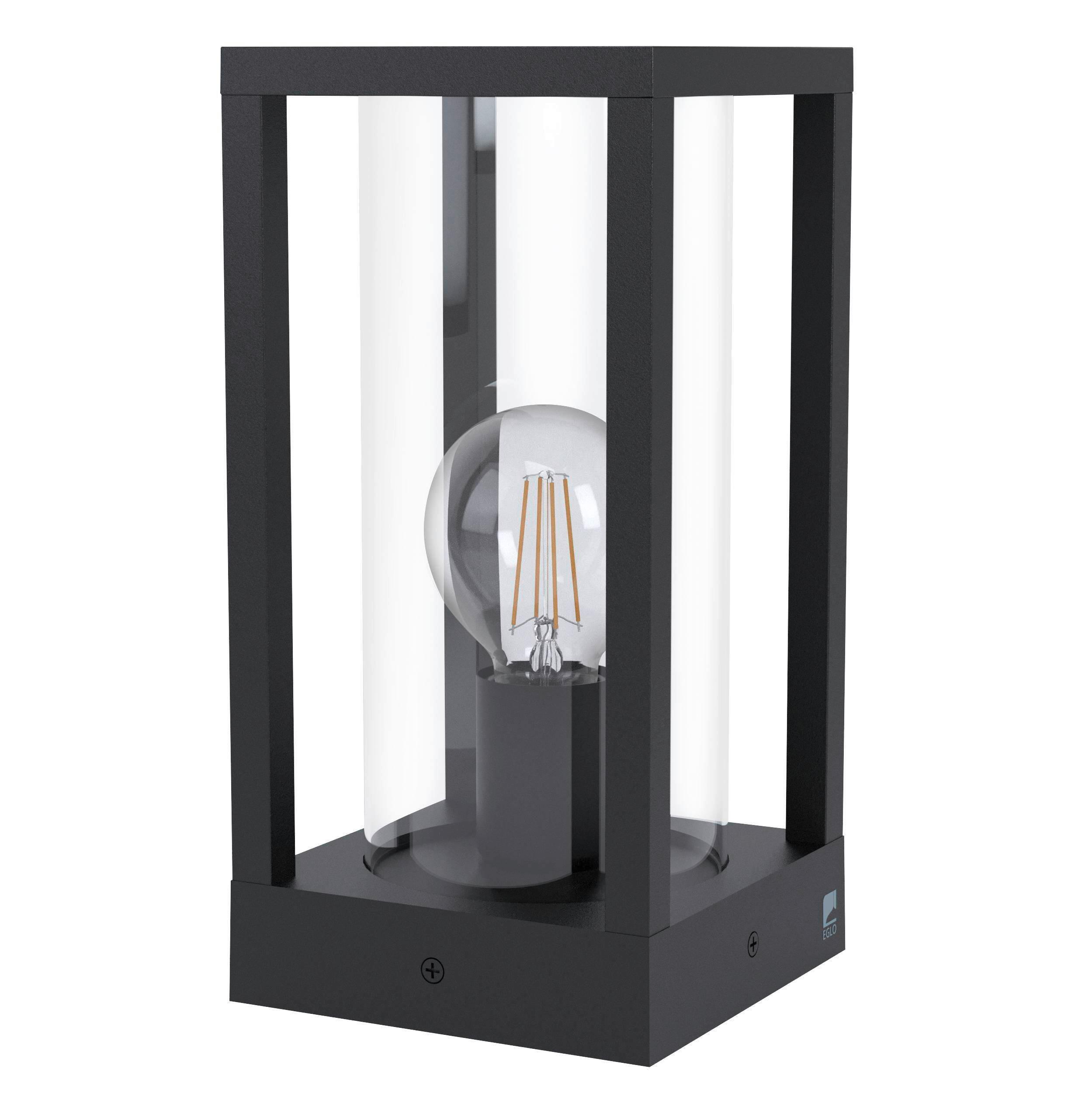 Sockelleuchte Cascineta 40 Watt Aluminium/Klarglas - Klar/Schwarz, Design, Glas/Metall (15/15/30,5cm) - Eglo