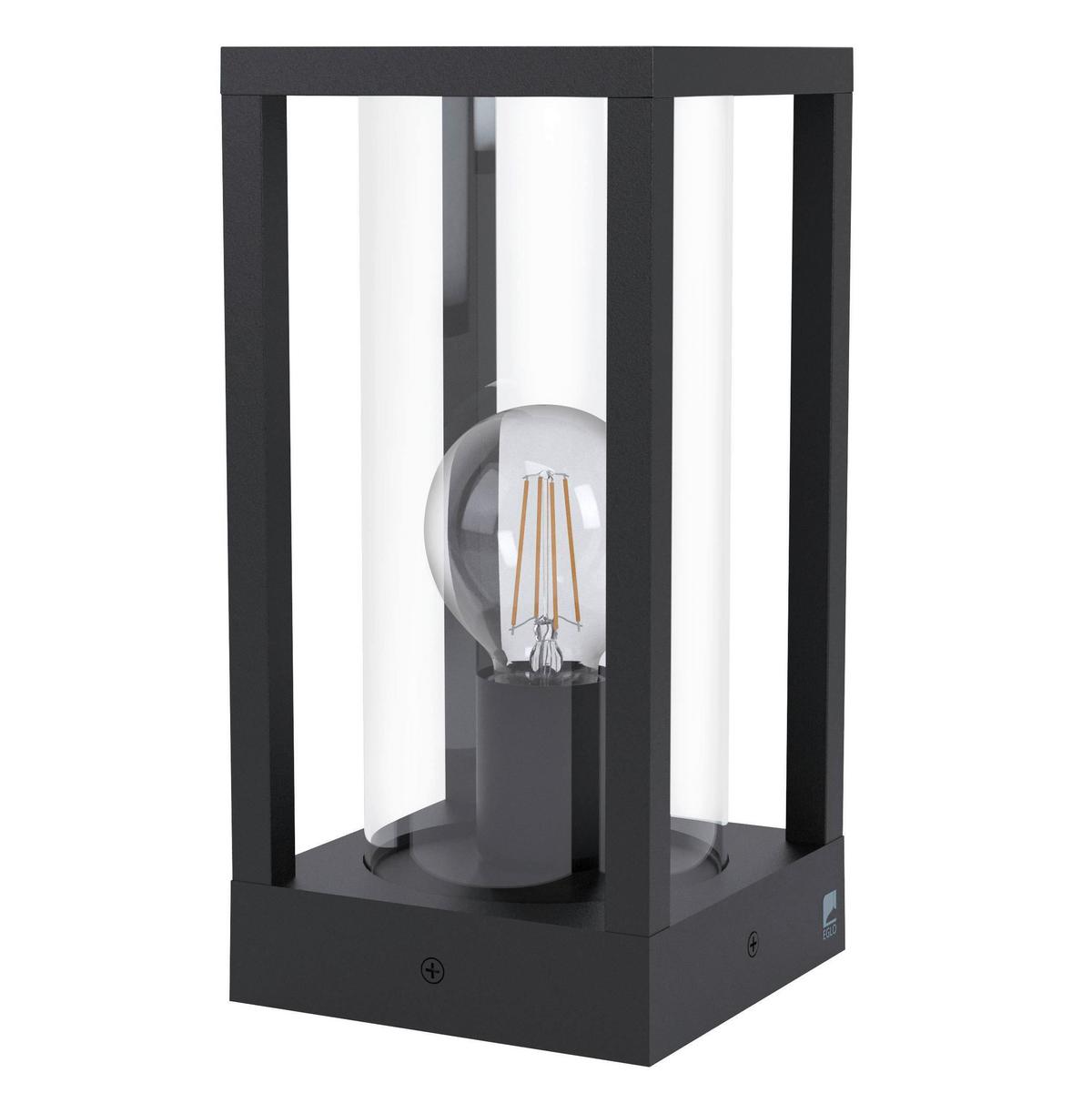Sockelleuchte Cascineta 40 Watt Aluminium/Klarglas - Klar/Schwarz, Design, Glas/Metall (15/15/30,5cm) - Eglo