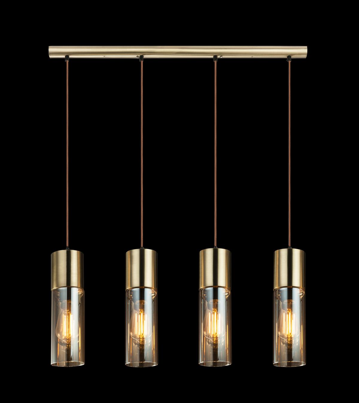Hängeleuchte H: 156 cm 4-Flammig, Messingfarben - Messingfarben, KONVENTIONELL, Glas/Metall (80/9/156cm) - Globo
