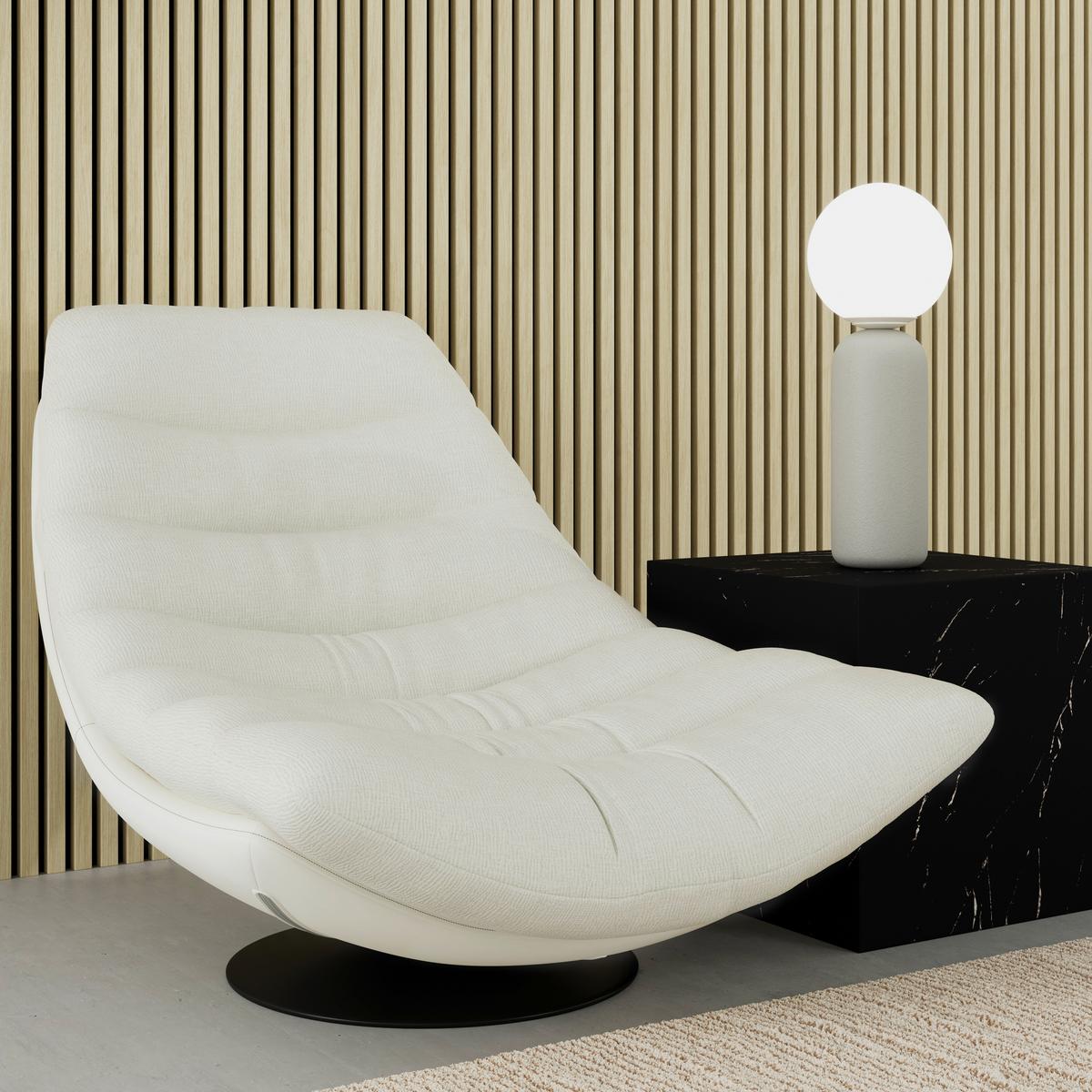 Relaxační křeslo LENA, bílá, max. 140 kg - bílá/černá, Moderní, kov/textil (85/82/113cm) - Bessagi Home