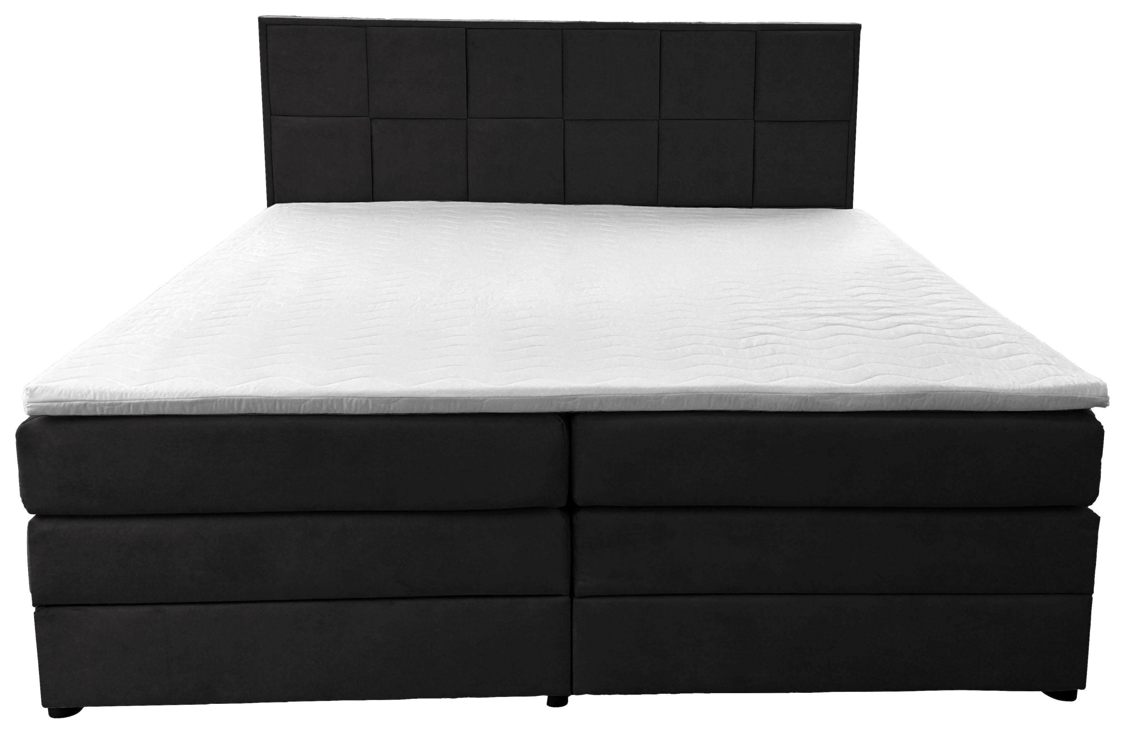 Boxspringbett Mit Bettkasten Carla 180x200 Cm Dunkelgrau - Dunkelgrau/Schwarz, Basics, Textil (180/200cm) - MID.YOU