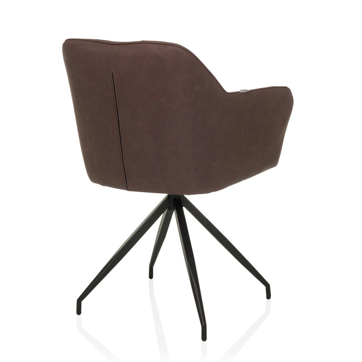 Armlehnstuhl Elverum Dunkelbraun B: 61 Cm - Dunkelbraun/Schwarz, MODERN, Leder/Metall (61/90/56cm) - MID.YOU