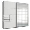 Schwebetürenschrank B: 225cm Saigon Weiß - Klar/Alufarben, KONVENTIONELL, Holzwerkstoff (225/210/64cm) - MID.YOU